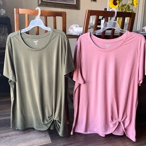 2 Old Navy Go Dry Short Sleeve Twist-Hem Tee in Olive and Dusty Rose. Size XXL!